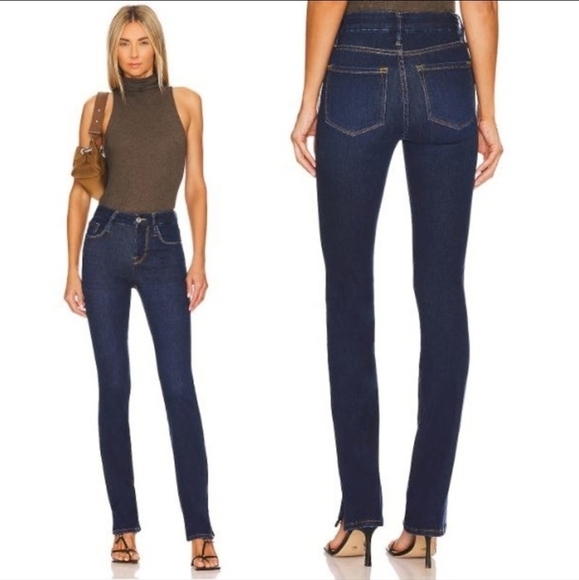 Frame Le Mini Boot High-Rise jeans in Claremore Slit blue Size 30 - Picture 1 of 14